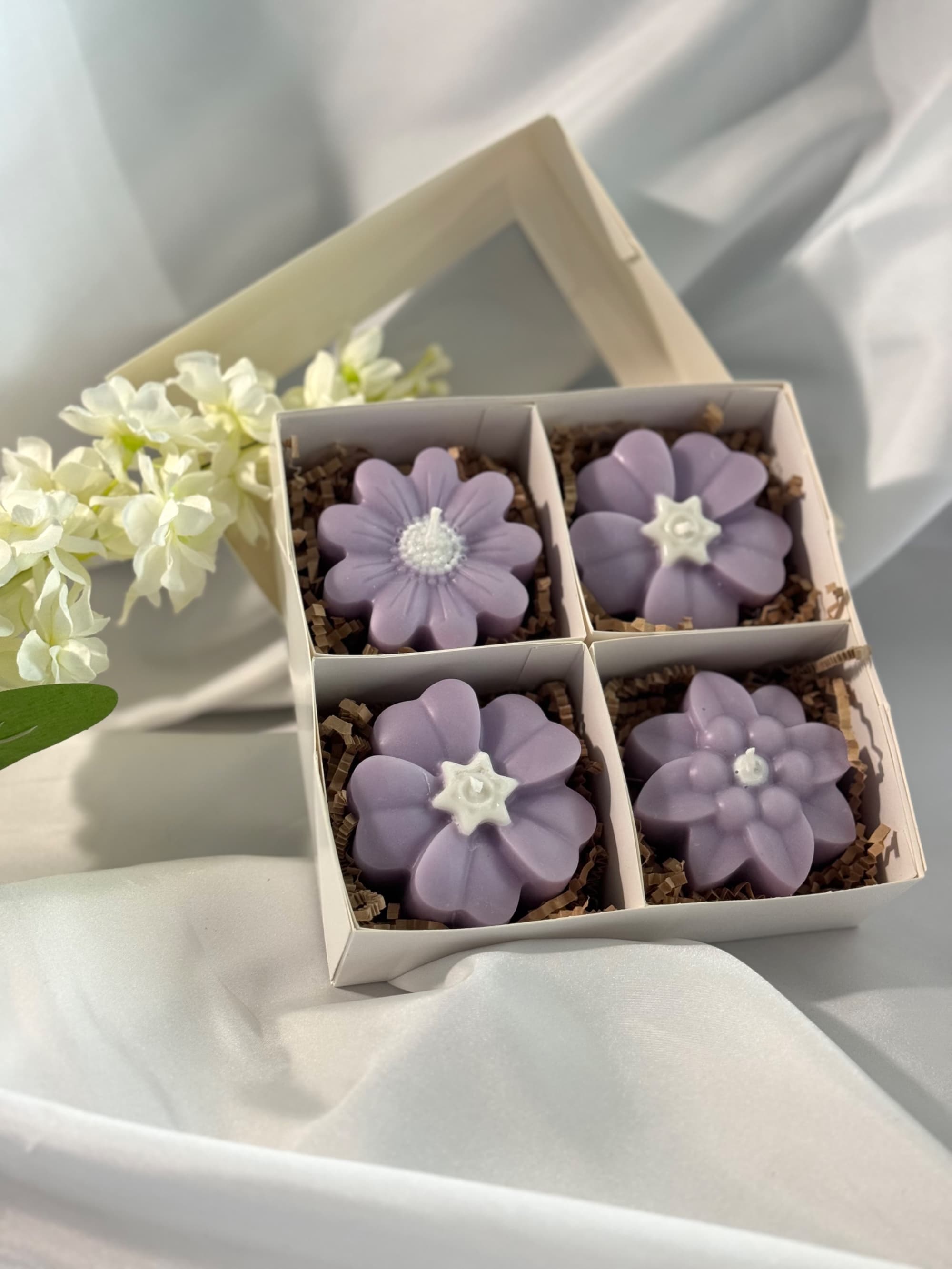 Assorted Flower Candles, Set of 4 - Image 1